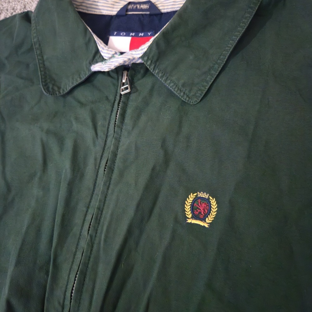 Vintage 90's TOMMY HILFIGER Sailing Jacket Size Large Green Embroidered - Picture 2 of 7